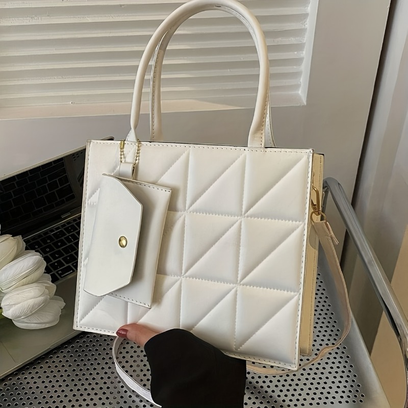 Stylish Quilted Tote Bag, Stru - Structured Handbag Top Handle recension och pris
