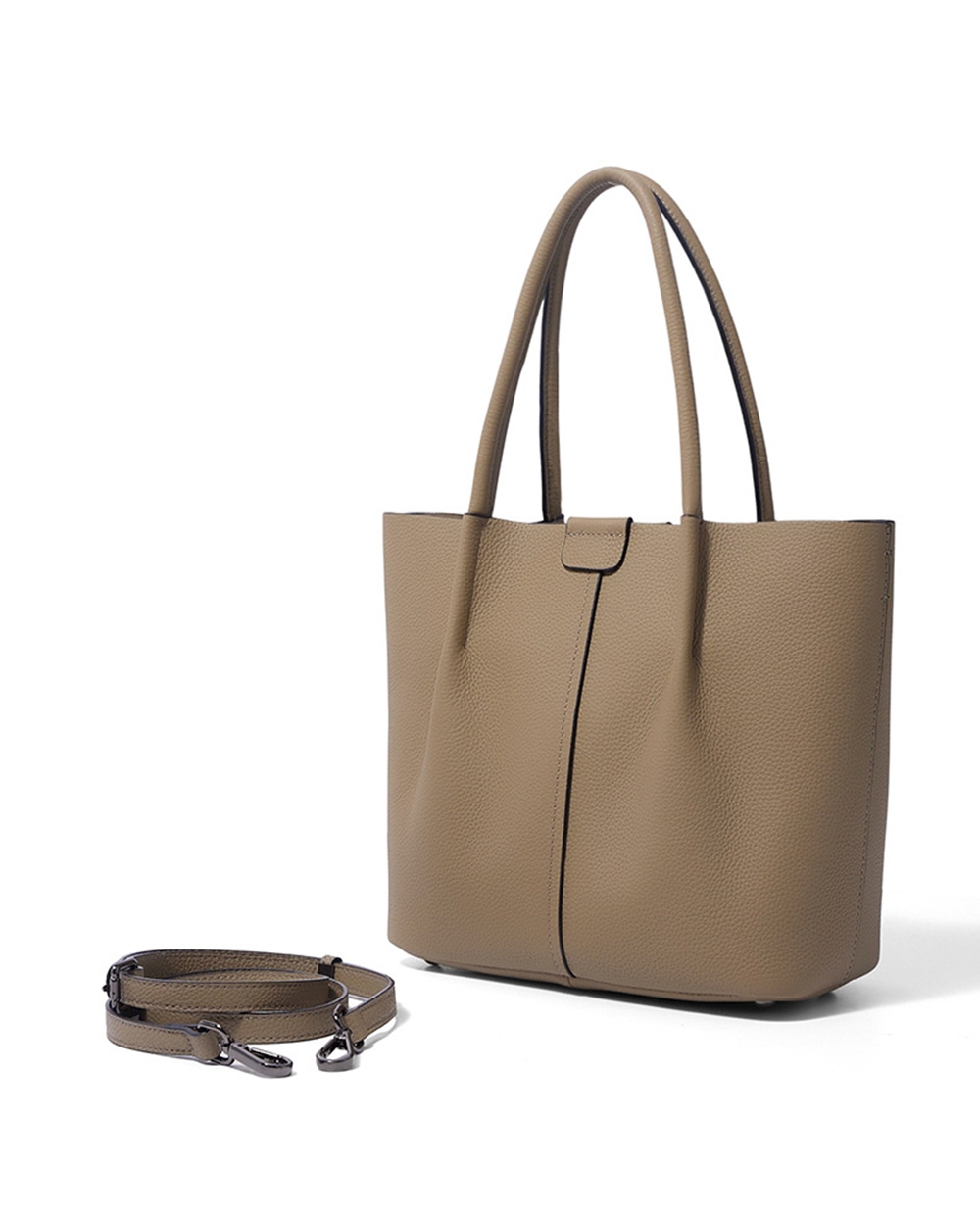 Textured Genuine Leather Handb - Structured Handbag Top Handle recension och pris