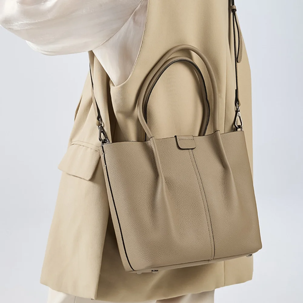 Textured Genuine Leather Handb - Structured Handbag Top Handle recension och pris