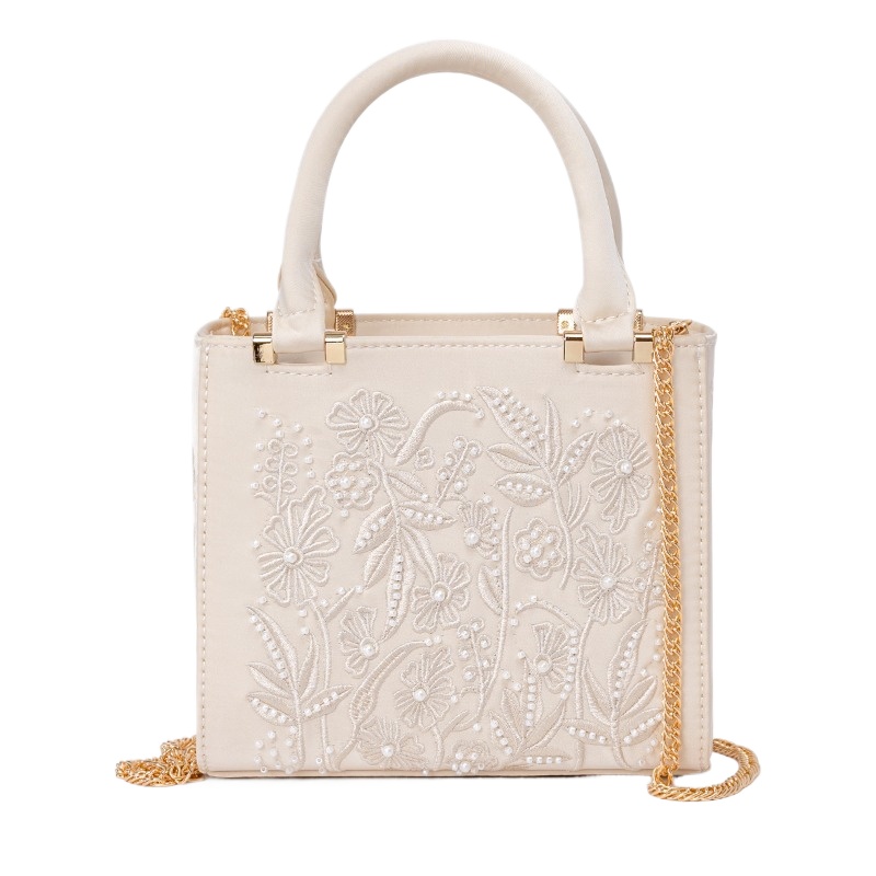 Embroidered Pearl Handbag Vint - Structured Handbag Top Handle recension och pris