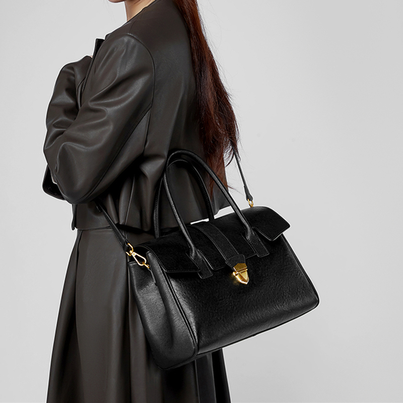 BURMINSA Genuine Leather Top H - Structured Handbag Top Handle recension och pris