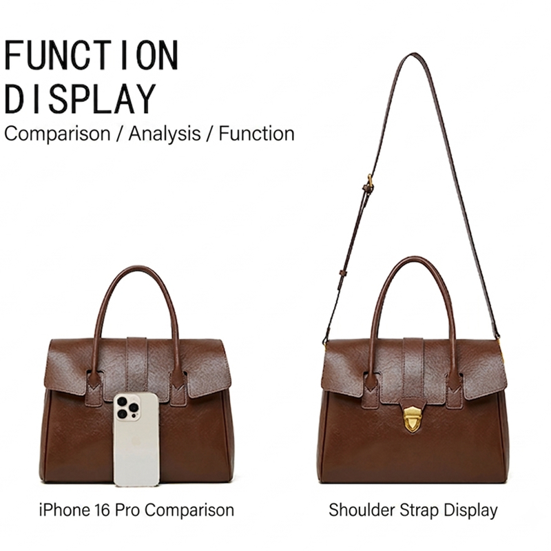 BURMINSA Genuine Leather Top H - Structured Handbag Top Handle recension och pris