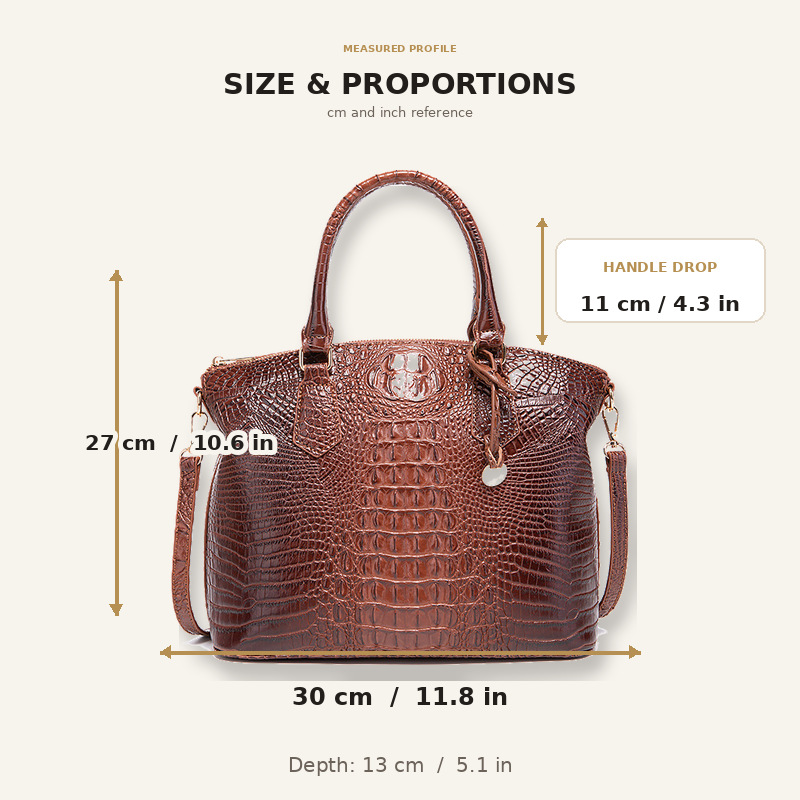 Women's Vintage Crocodile Patt - Structured Handbag Top Handle recension och pris
